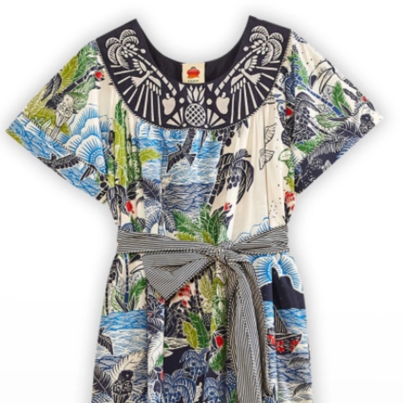 NWT $295 Farm Rio Graphic Rio Belted Cotton Maxi Dress in size Small! - Picture 7 of 9